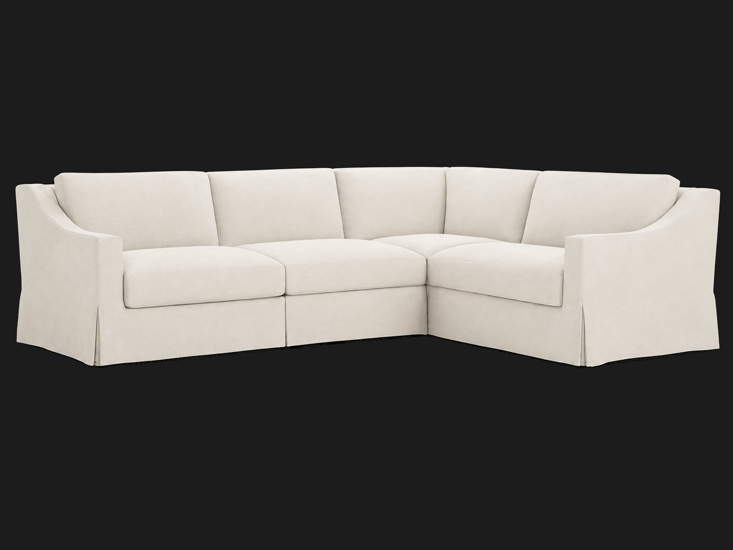 MODENA Slipcovered Modular Slope Arm 4-Piece Right-Arm L-Sectional — Italian Brushed Wool Vanilla — opposite oblique