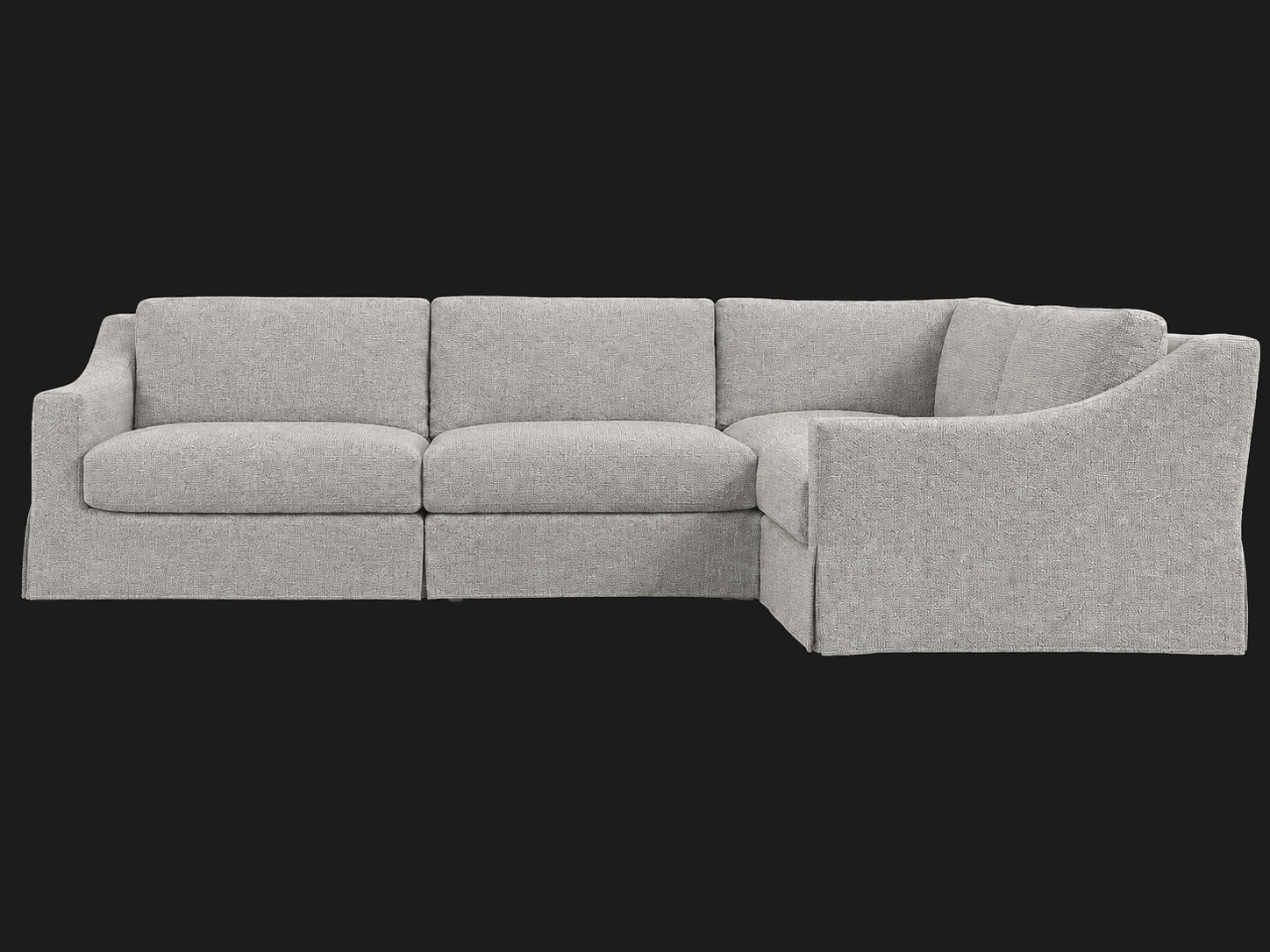 MODENA Slipcovered Modular Slope Arm 4-Piece Right-Arm L-Sectional — Heritage Belgian Linen Agate