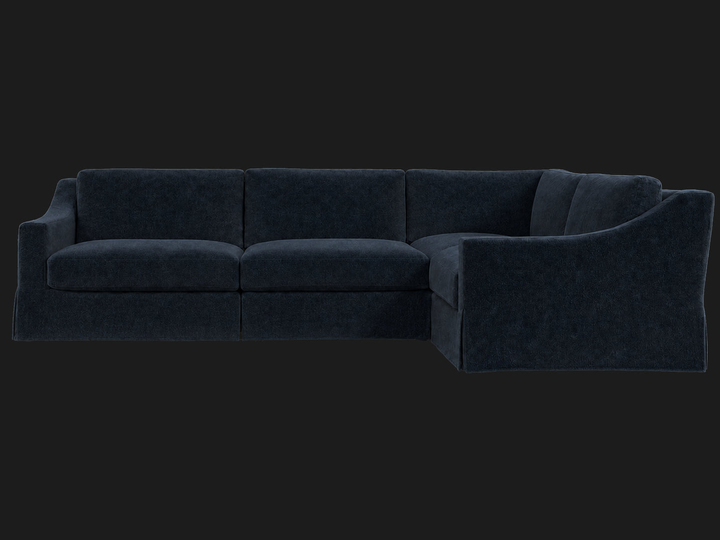 MODENA Slipcovered Modular Slope Arm 4-Piece Right-Arm L-Sectional — Mohair Admiral