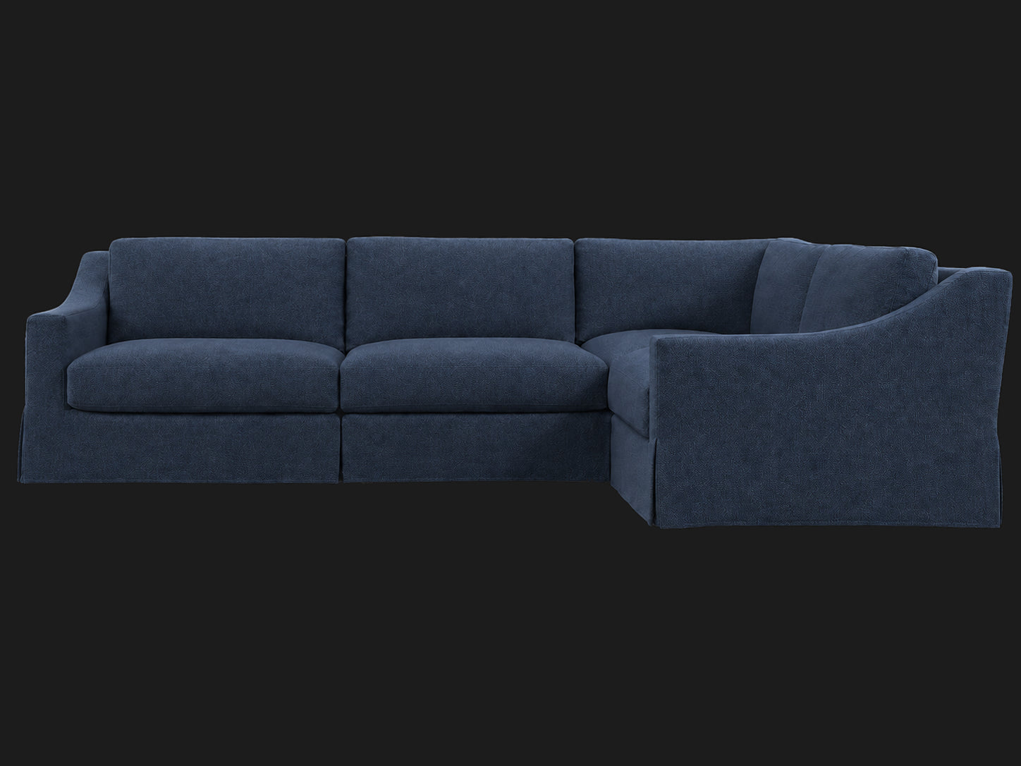 MODENA Slipcovered Modular Slope Arm 4-Piece Right-Arm L-Sectional — Performance Linen Weave Bay