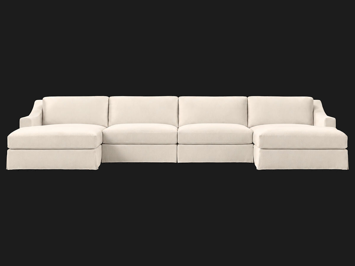 MODENA Slipcovered Modular Slope Arm 6-Piece U-Chaise Sectional — Italian Brushed Wool Vanilla — front