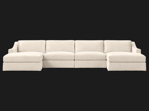 MODENA SLIPCOVERED MODULAR SLOPE ARM 6-PIECE U-CHAISE SECTIONAL