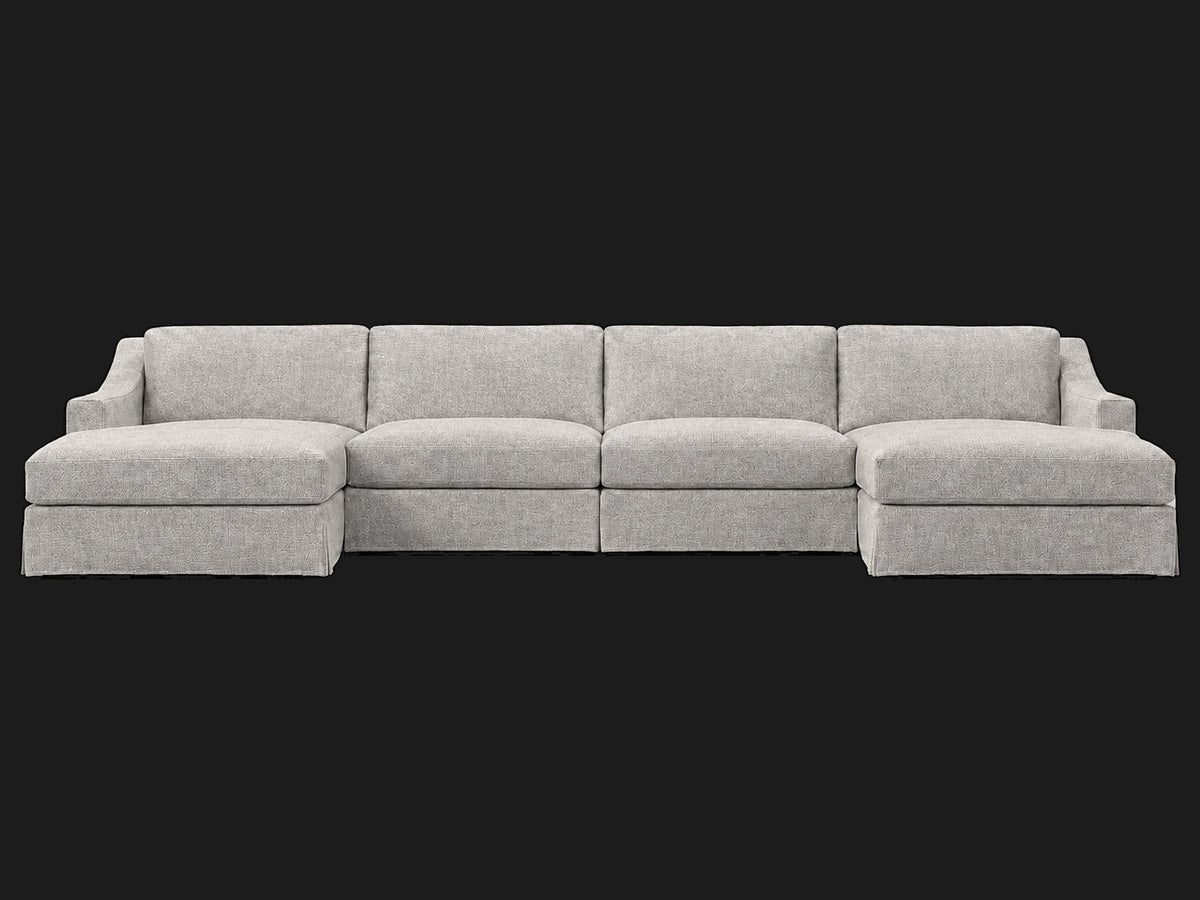 MODENA Slipcovered Modular Slope Arm 6-Piece U-Chaise Sectional — Heritage Belgian Linen Agate