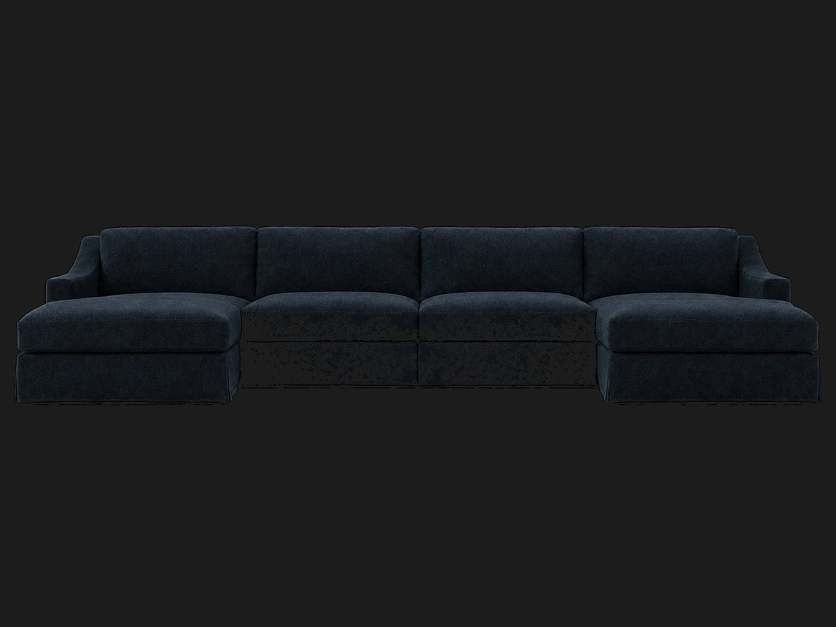 MODENA Slipcovered Modular Slope Arm 6-Piece U-Chaise Sectional — Mohair Admiral