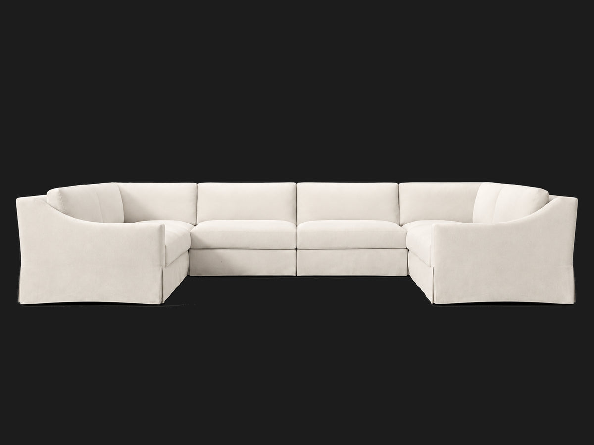 MODENA Slipcovered Modular Slope Arm 6-Piece U-Sectional — Italian Brushed Wool Vanilla — front