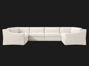 MODENA SLIPCOVERED MODULAR SLOPE ARM 6-PIECE U-SECTIONAL