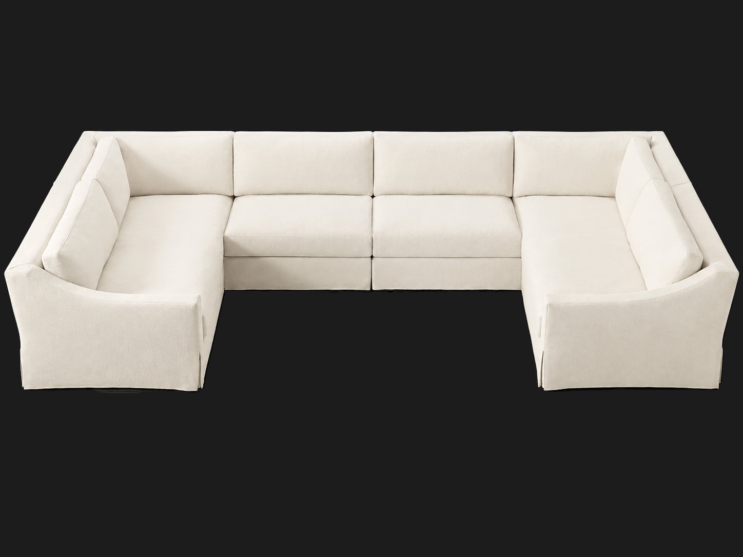 MODENA Slipcovered Modular Slope Arm 6-Piece U-Sectional — Italian Brushed Wool Vanilla — elevated