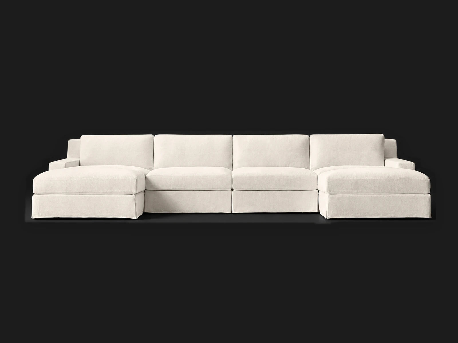 Modena 6-Piece U-Chaise Sectional — Italian Brushed Wool Vanilla — Front