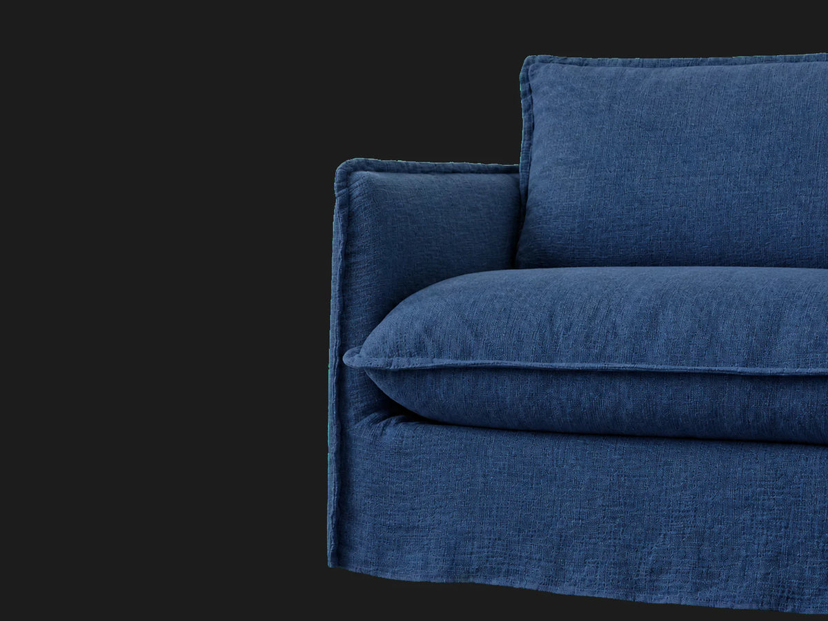Neva Chair in Performance Linen Weave Bay - deep seat cushion detail