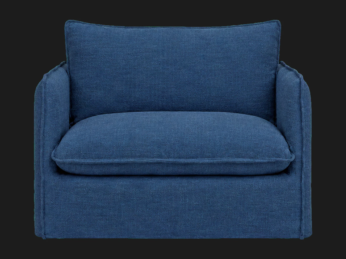 Neva Chair in Performance Linen Weave Bay - straight front