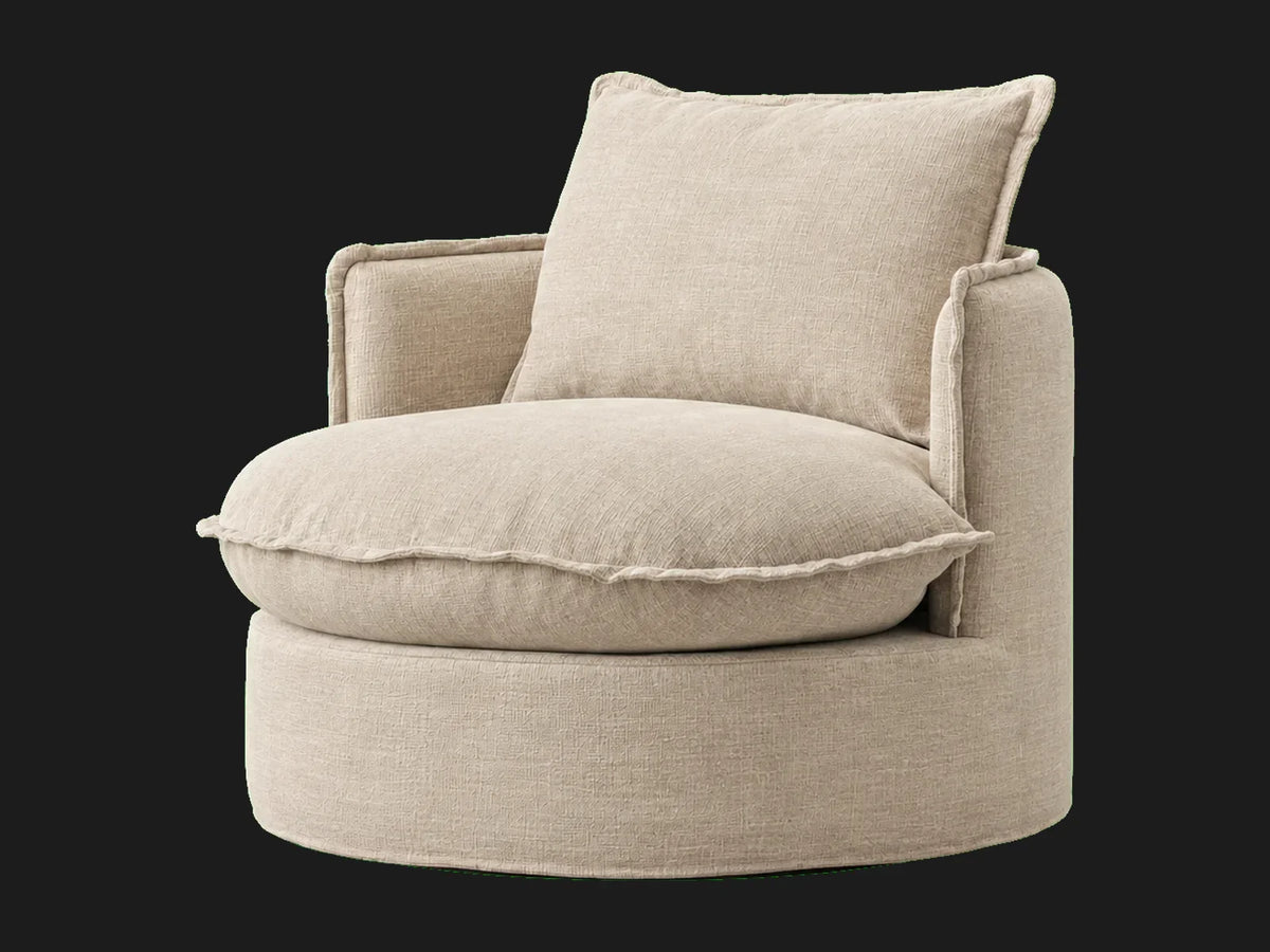 neva-round-swivel-chair #Fabric & Color_Heritage Belgian Linen Alder