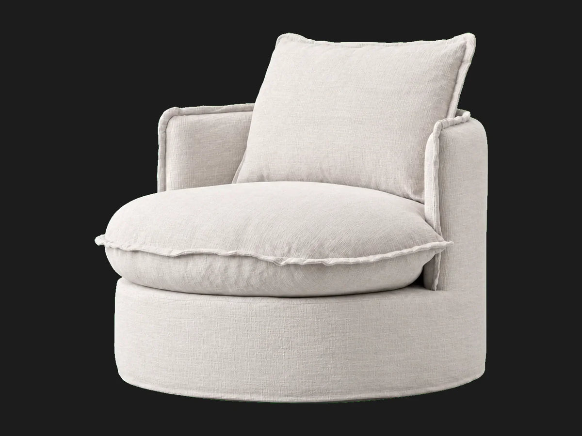 neva-round-swivel-chair #Fabric & Color_Heritage Belgian Linen Egret