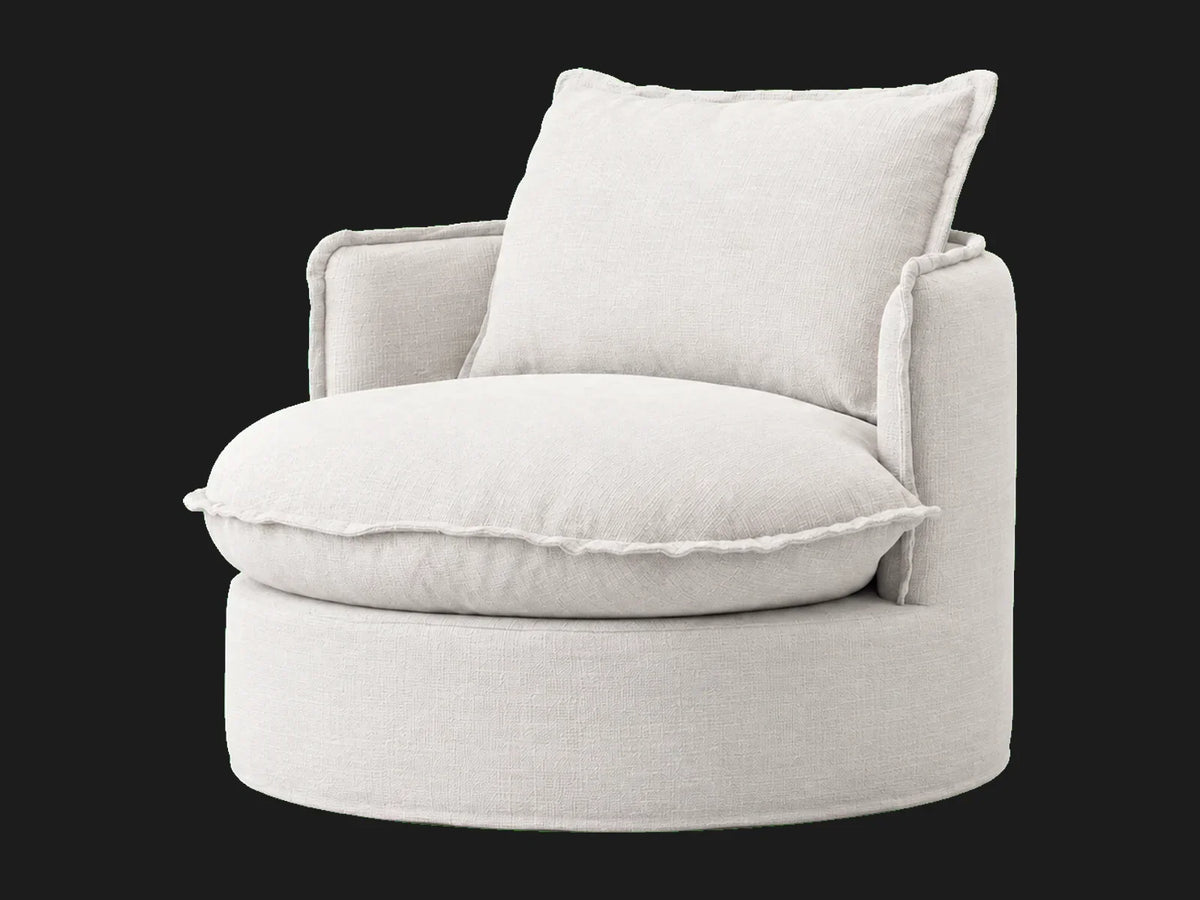 neva-round-swivel-chair #Fabric & Color_Performance Linen Weave Pure White
