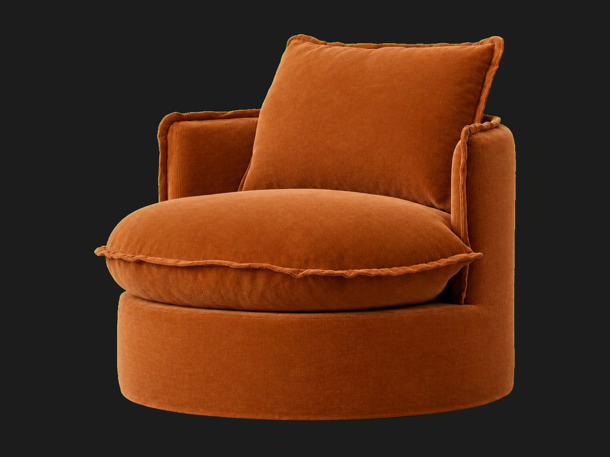 Neva Round Swivel Chair in Performance Velvet Cider