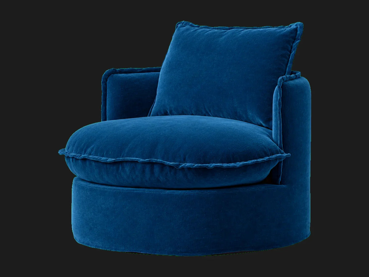 neva-round-swivel-chair #Fabric & Color_Performance Velvet Sapphire