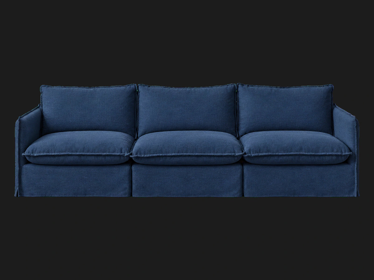 Neva Slipcovered Modular Sectional Sofa in Performance Linen Weave Bay — secondary front view
