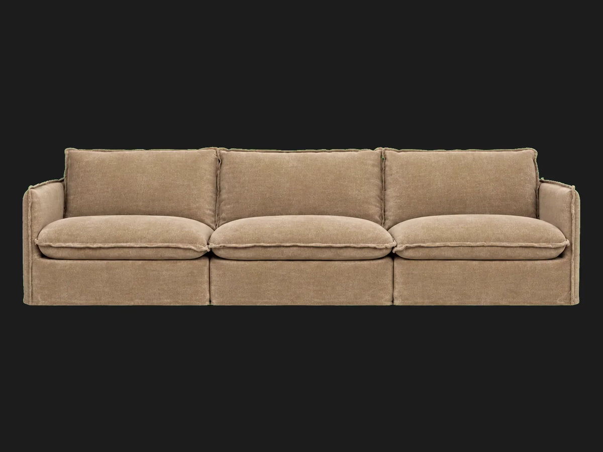 Neva Slipcovered Modular Sectional Sofa — Mohair Almond
