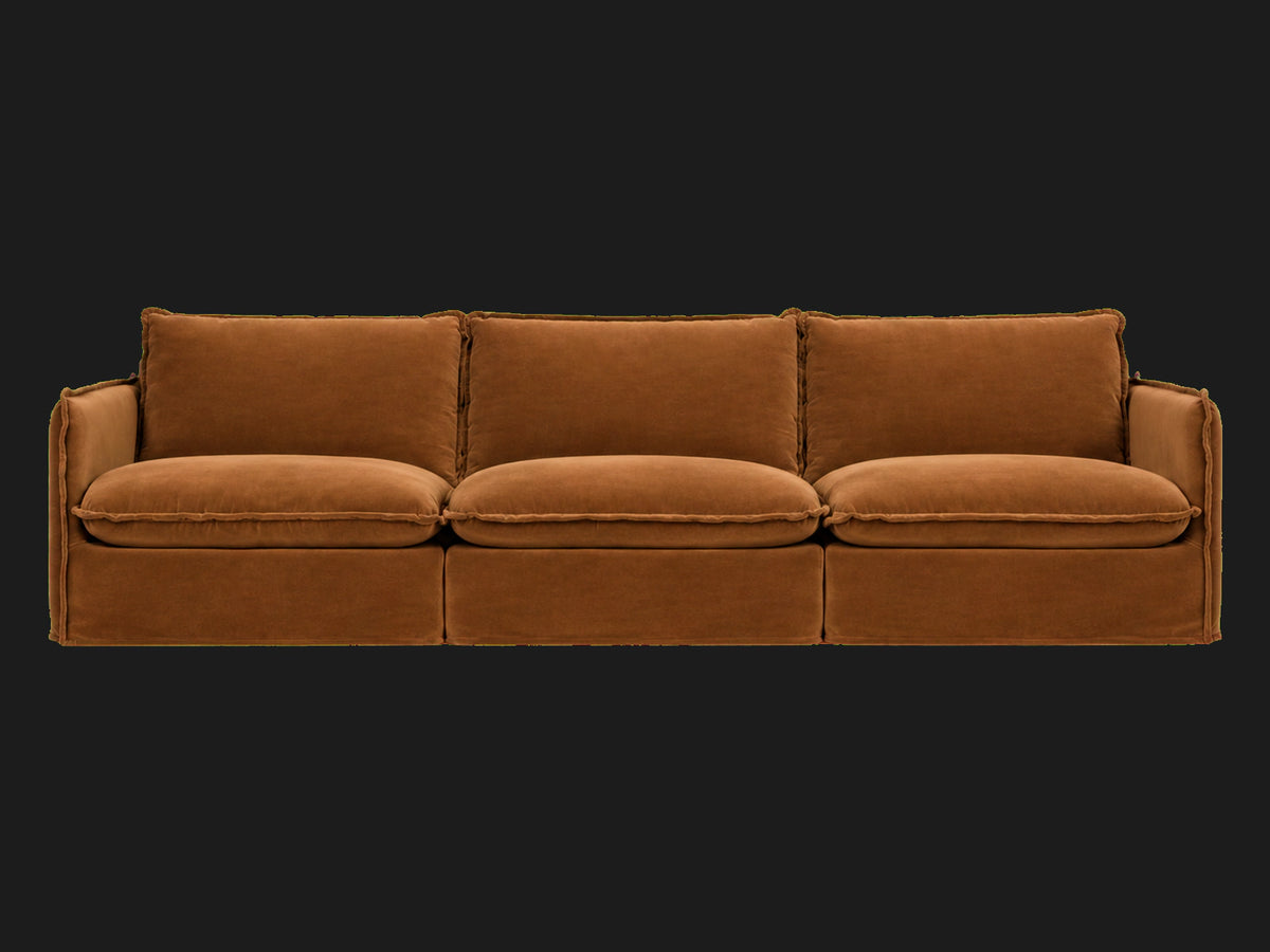 Neva Slipcovered Modular Sectional Sofa — Performance Velvet Cider