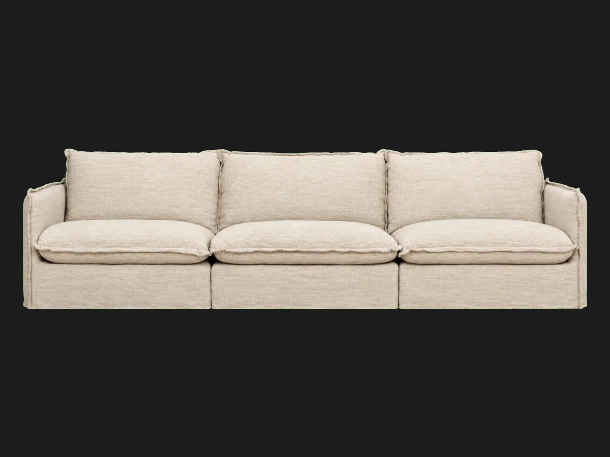 Neva Slipcovered Modular Sectional Sofa — Performance Woven Chenille Desert