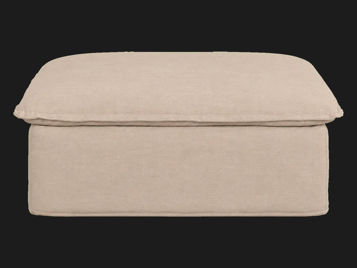 Neva Storage Ottoman — Heritage Belgian Linen Petal