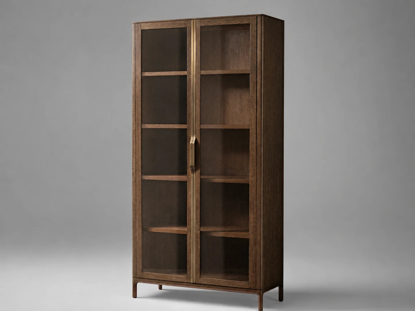 Oak Glass Display Cabinet II, 45-degree view
