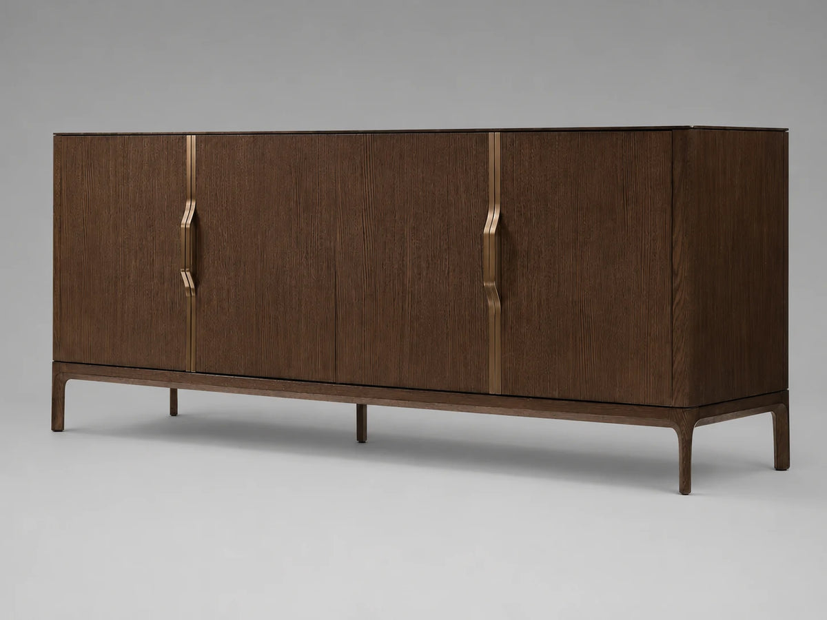 4-Door Oak Sideboard I, 45-degree view