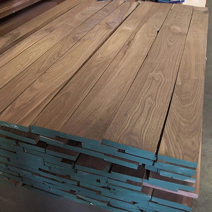 Stacked wood boards prepared for furniture material matching