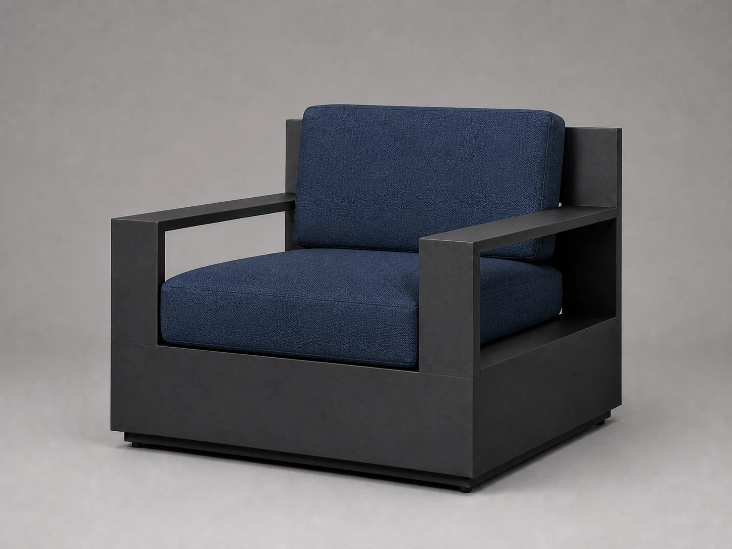 outdoor-lounge-chair-black-aluminum-frame-performance-fabric #Fabric & Color_Performance Linen Weave Bay