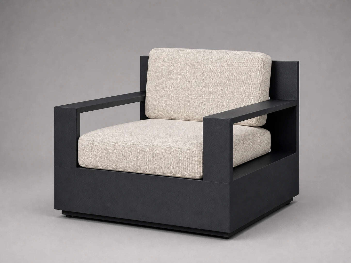 outdoor-lounge-chair-black-aluminum-frame-performance-fabric #Fabric & Color_Performance Linen Weave Beige