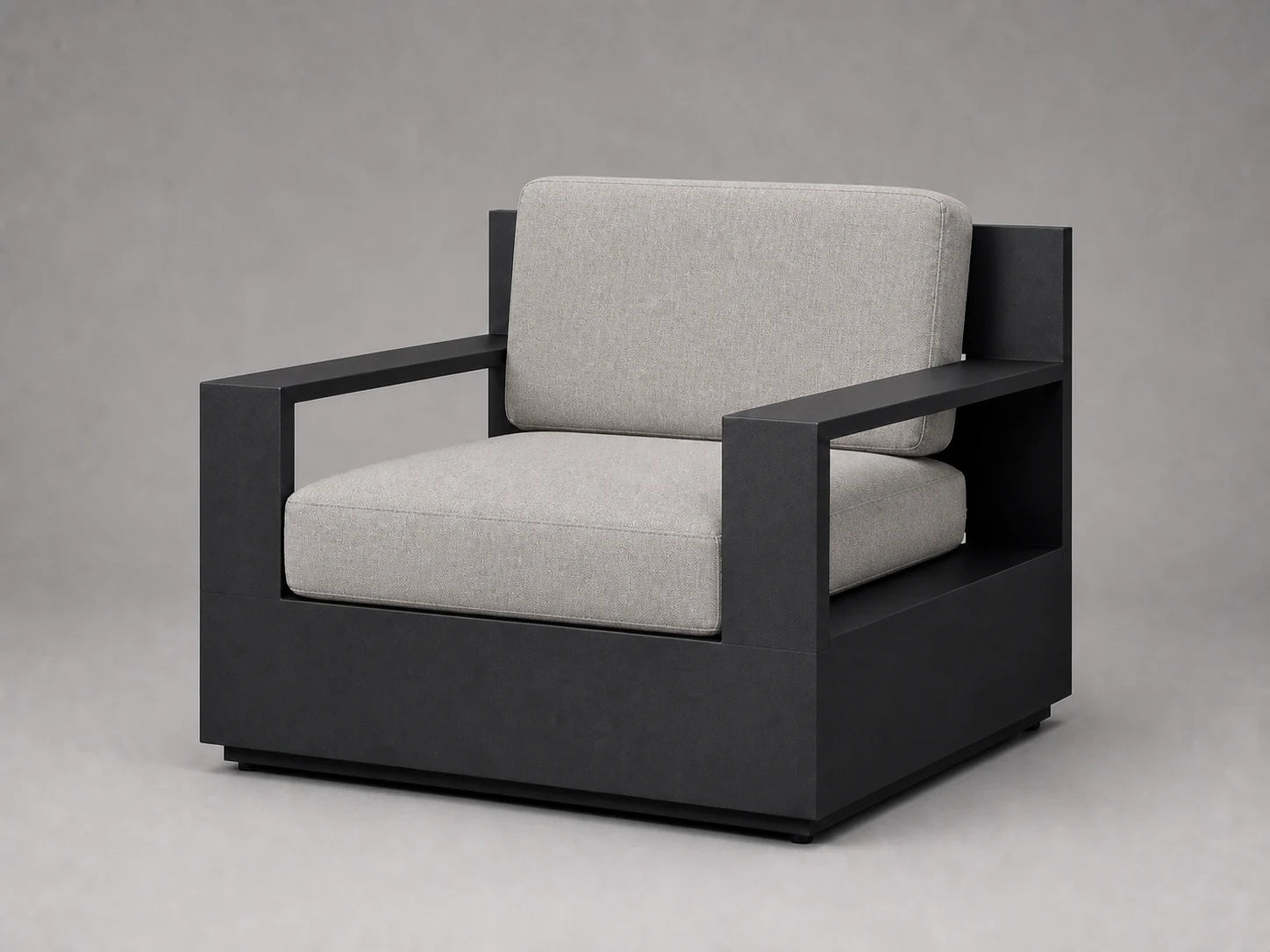 outdoor-lounge-chair-black-aluminum-frame-performance-fabric #Fabric & Color_Performance Linen Weave Cloud