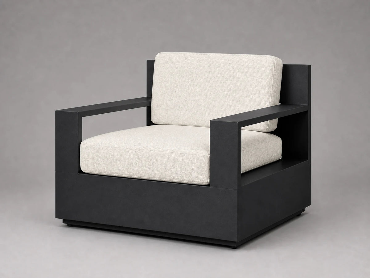 outdoor-lounge-chair-black-aluminum-frame-performance-fabric #Fabric & Color_Performance Linen Weave Flour