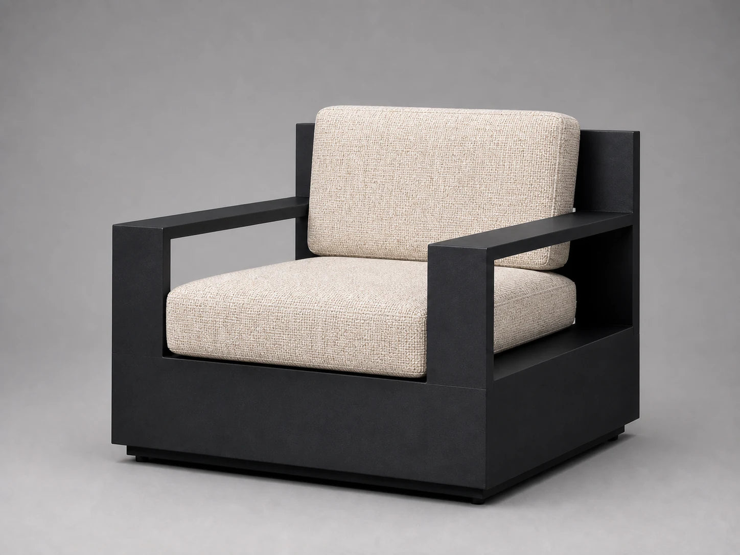 outdoor-lounge-chair-black-aluminum-frame-performance-fabric #Fabric & Color_Performance Woven Chenille Desert