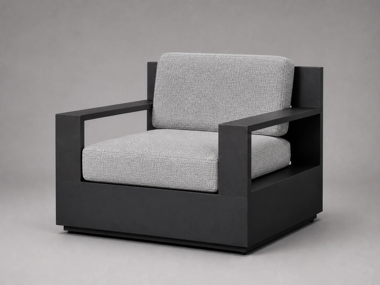 outdoor-lounge-chair-black-aluminum-frame-performance-fabric #Fabric & Color_Performance Woven Chenille Steel