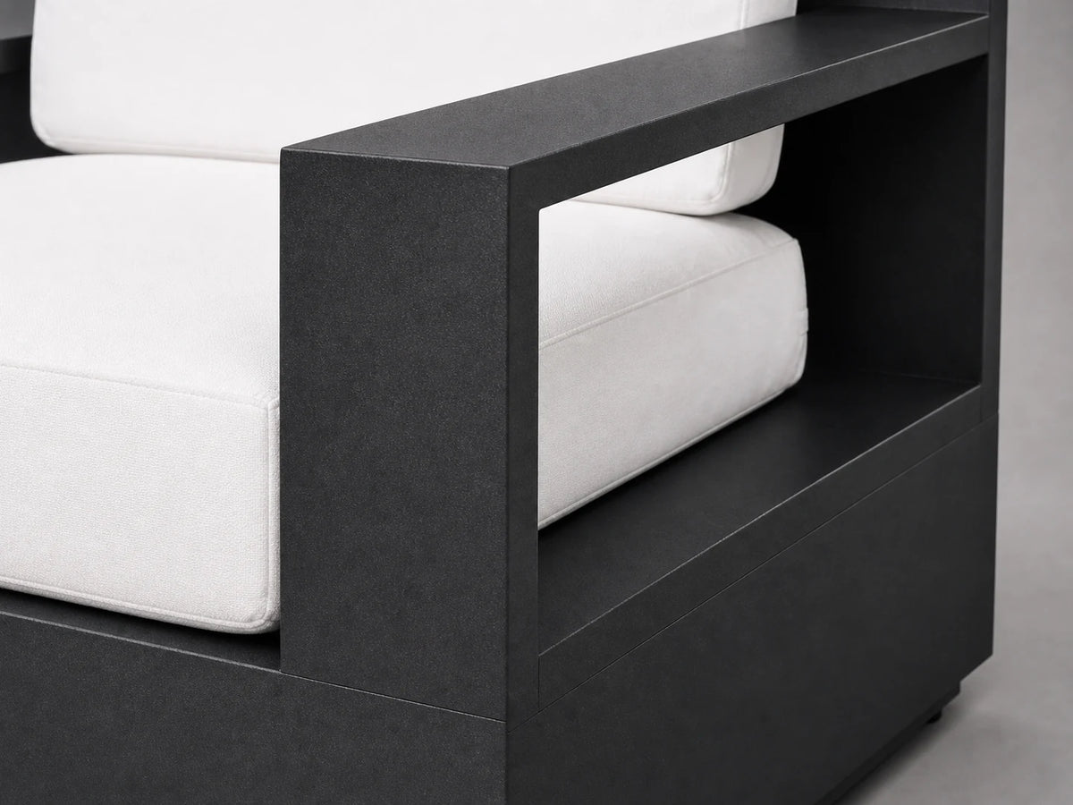 Outdoor Lounge Chair, Black Aluminum Frame, Performance Fabric - Frame detail
