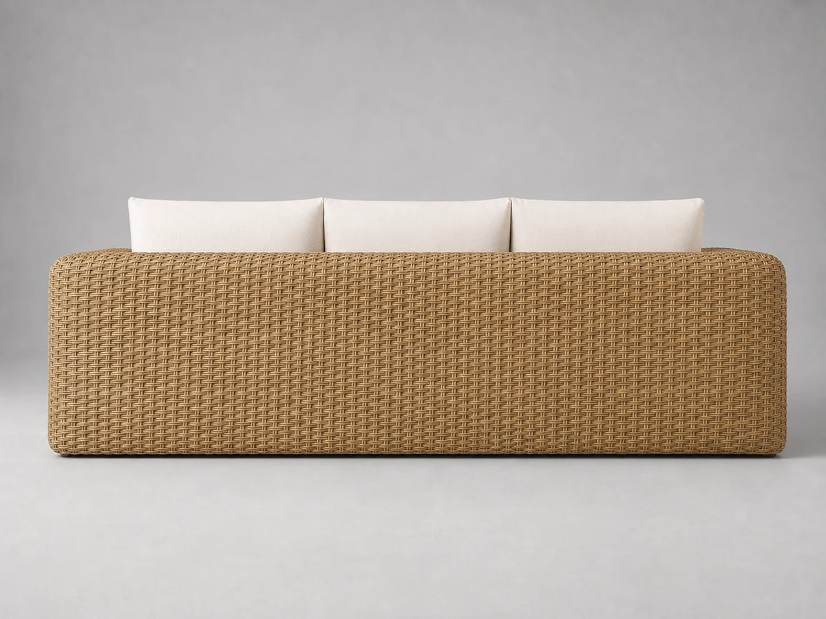 Outdoor Three-Seat Sofa, Rattan Frame, Performance Fabric, product view
