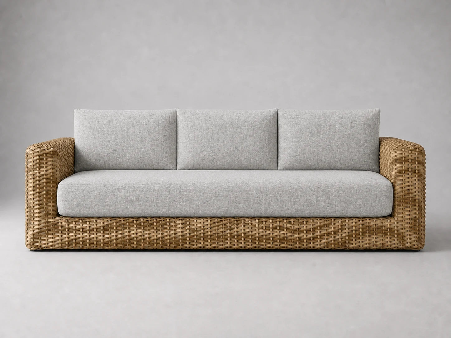 outdoor-three-seat-sofa-rattan-frame-performance-fabric #Fabric & Color_Heritage Belgian Linen Agate