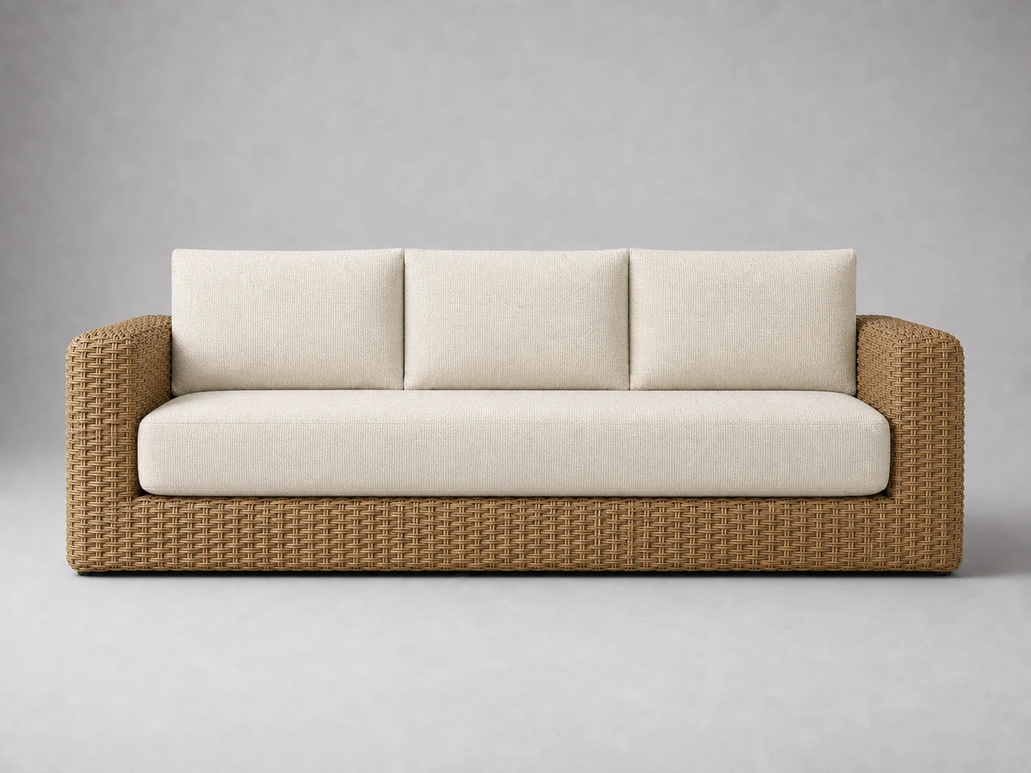 outdoor-three-seat-sofa-rattan-frame-performance-fabric #Fabric & Color_Heritage Belgian Linen Alder