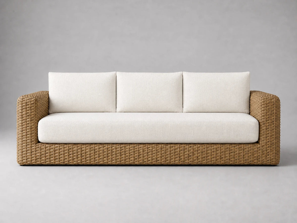 outdoor-three-seat-sofa-rattan-frame-performance-fabric #Fabric & Color_Heritage Belgian Linen Egret