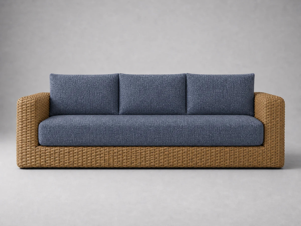outdoor-three-seat-sofa-rattan-frame-performance-fabric #Fabric & Color_Heritage Belgian Linen Lake
