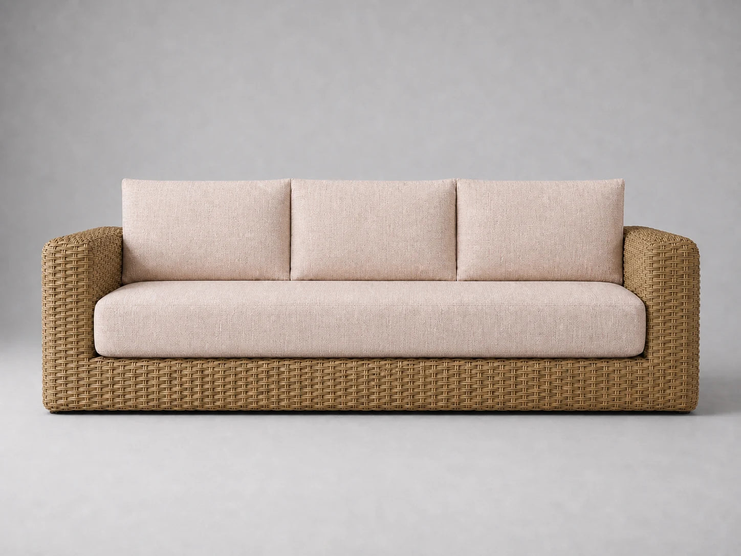 outdoor-three-seat-sofa-rattan-frame-performance-fabric #Fabric & Color_Heritage Belgian Linen Petal
