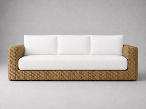 Outdoor Three-Seat Sofa, Rattan Frame, Performance Fabric