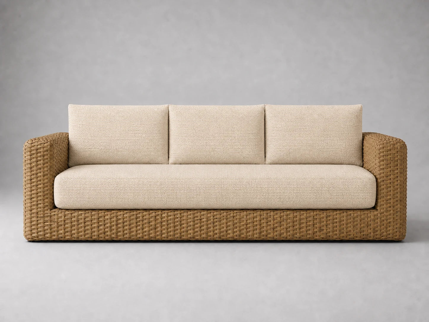 outdoor-three-seat-sofa-rattan-frame-performance-fabric #Fabric & Color_Performance Woven Chenille Desert
