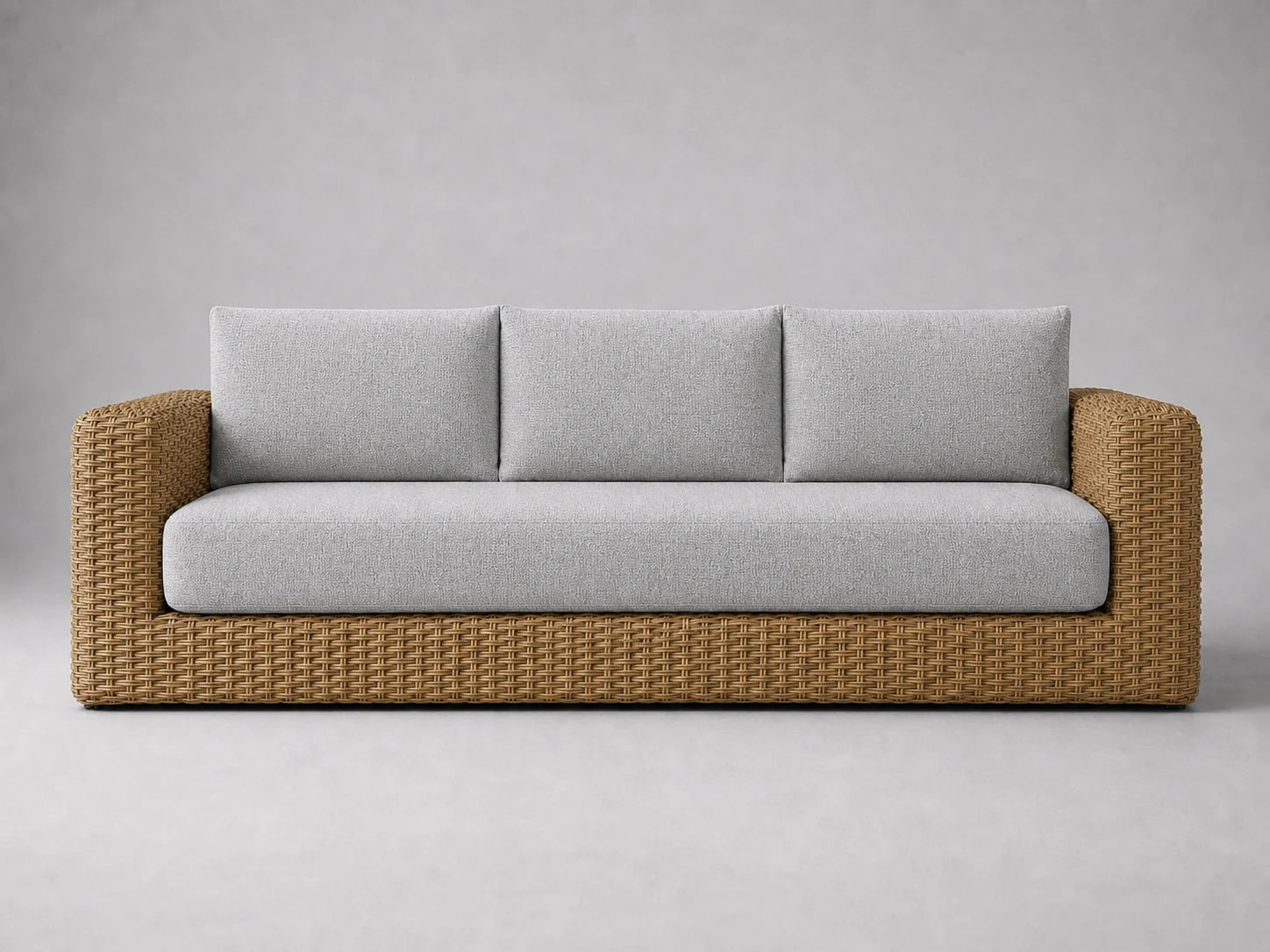 outdoor-three-seat-sofa-rattan-frame-performance-fabric #Fabric & Color_Performance Woven Chenille Rain