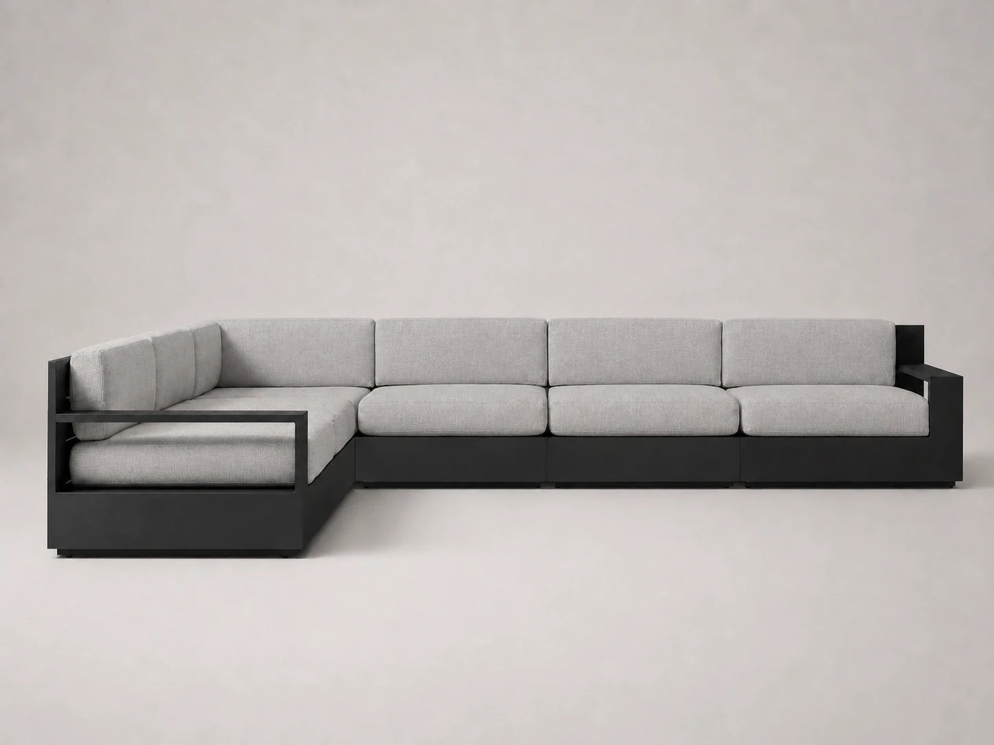 outdoor-modular-l-sectional-sofa-aluminum-frame-performance-fabric #Fabric & Color_Performance Linen Weave Cloud