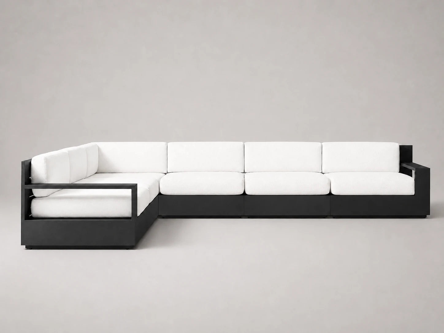 outdoor-modular-l-sectional-sofa-aluminum-frame-performance-fabric #Fabric & Color_Performance Linen Weave Pure White
