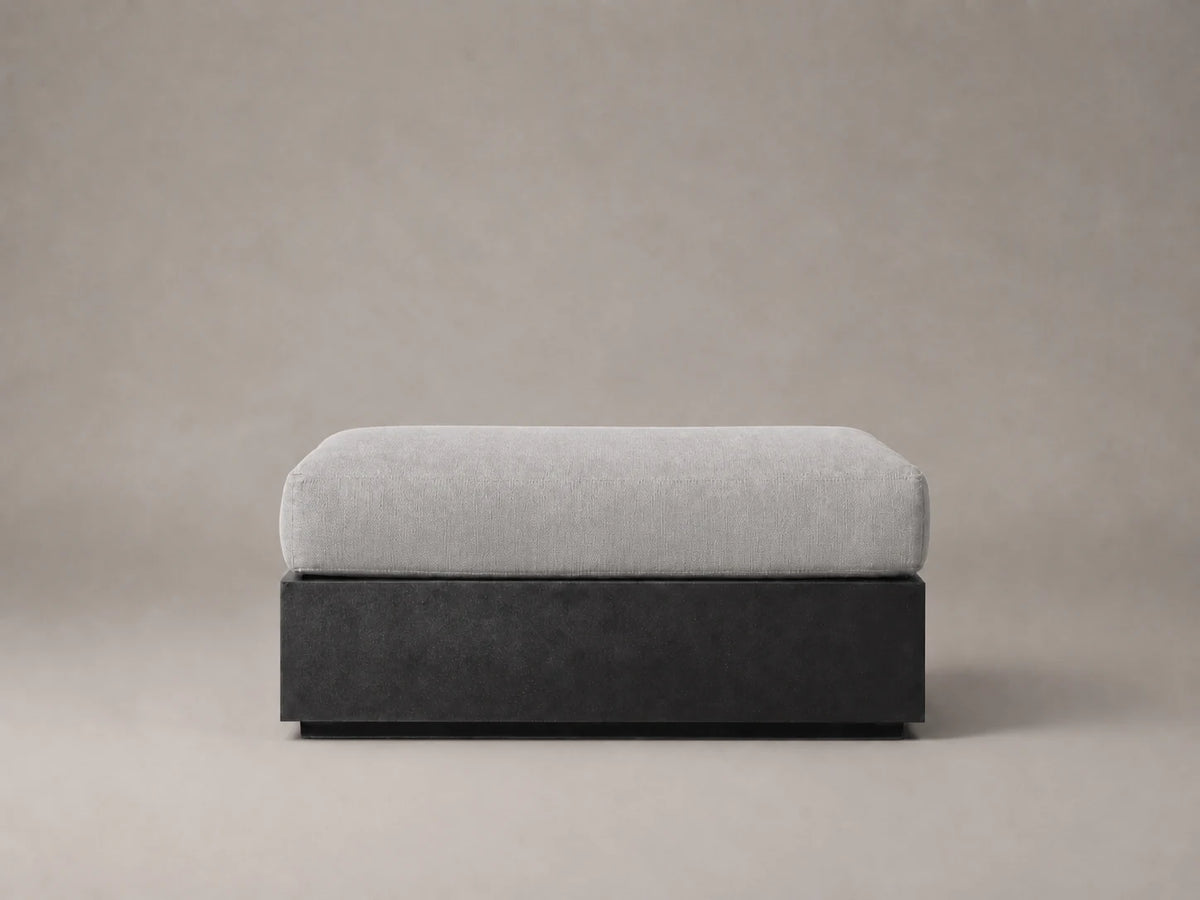 outdoor-ottoman-aluminum-frame-performance-fabric #Fabric & Color_Performance Linen Weave Cloud