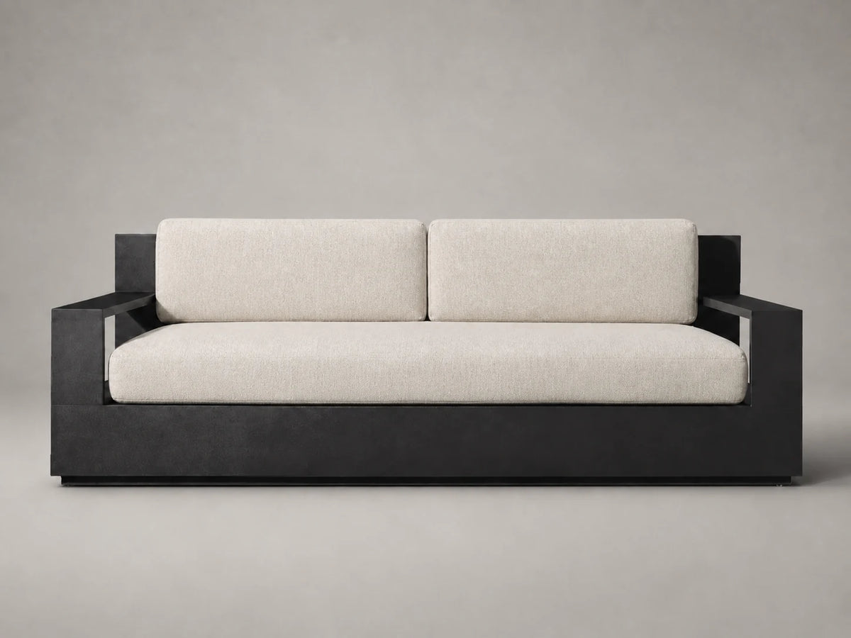 outdoor-two-seat-sofa-aluminum-frame-performance-fabric #Fabric & Color_Performance Linen Weave Beige