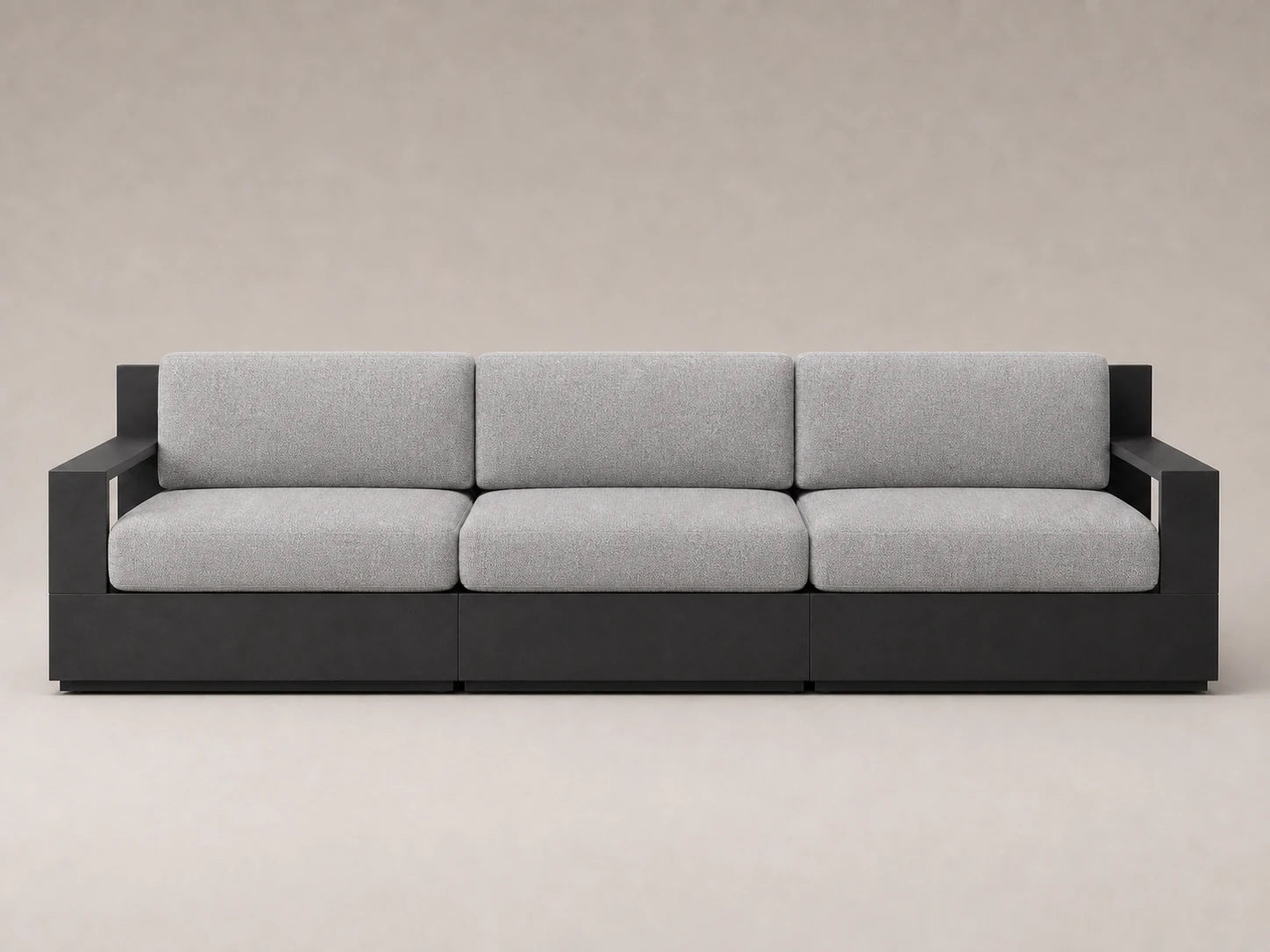 outdoor-modular-three-seat-sofa-aluminum-frame-performance-fabric #Fabric & Color_Performance Woven Chenille Steel