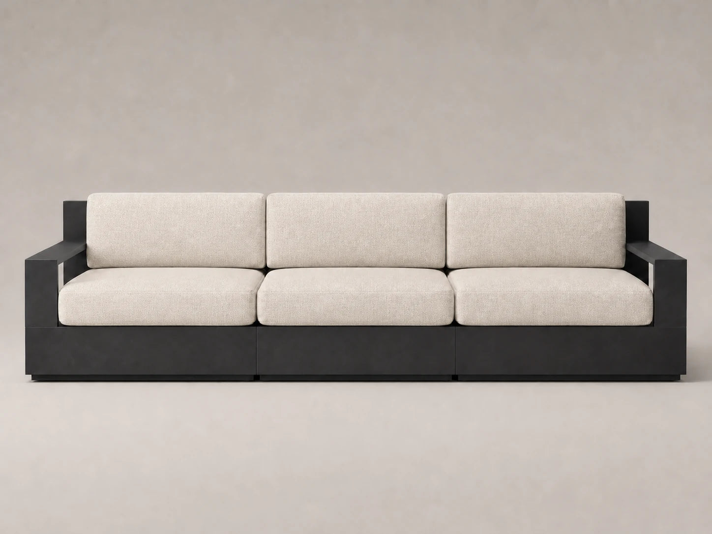 outdoor-modular-three-seat-sofa-aluminum-frame-performance-fabric #Fabric & Color_Performance Linen Weave Beige