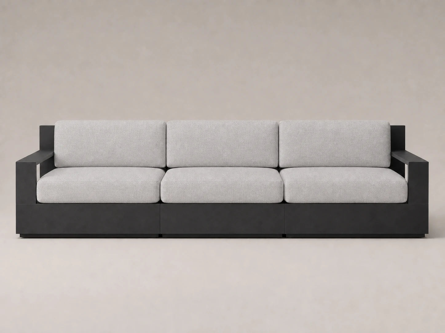 outdoor-modular-three-seat-sofa-aluminum-frame-performance-fabric #Fabric & Color_Performance Linen Weave Cloud